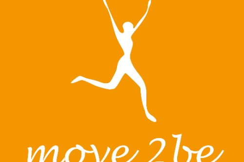 poppetje op oranje ondergrond met tekst: move 2 be