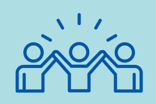 illustratie 3 poppetjes high five