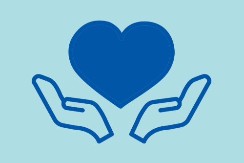 Illustratie handen met hart in midden